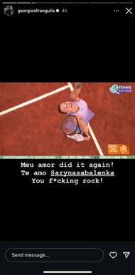Frangulis' loving message to Sabalenka after her 2025 Madrid Open triumph (Source: Instagram/georgiosfrangulis)